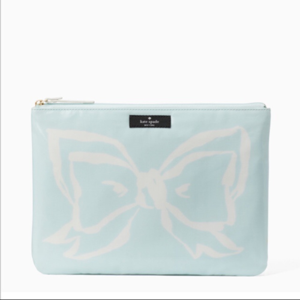 NIP Kate Spade Bridal Cosmetic Bow Blue Pouch